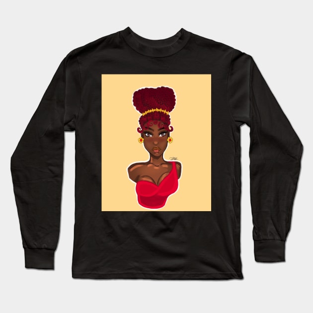 Nubian Queen Long Sleeve T-Shirt by FMSDesignss